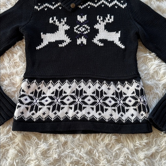 Ralph Lauren little girls black cotton deer snowflake  sweater Medium 8/10 - Picture 3 of 13